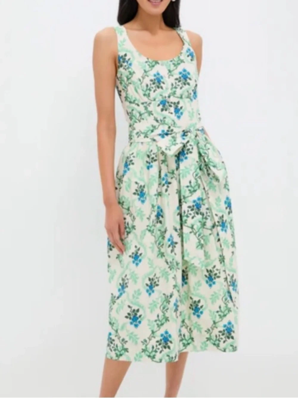 Tuckernuck Sophie Midi Dress Cerulean Vine in Victorian Lattice Floral NEW $328 - Picture 2 of 15